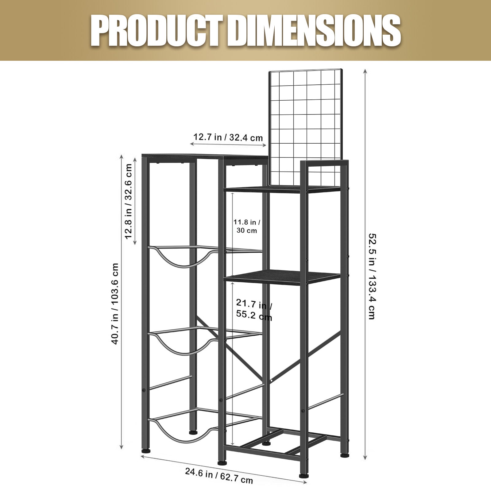 5 Gallon Water Jug Holder & Coffee Station - Heavy Duty 3-Jug Rack with 2-Tier Side Storage Shelves & Wood Top for Kitchen & Office