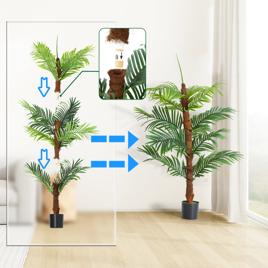 4FT Artificial Palm Tree - Faux Tropical Plant with Pot for Indoor Home & Office Decor