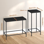 Small Entryway Table Skinny Console Table for Hallway Living Room Table Set of 2 Wood Black Modern Night Stand for Dorm Office Bedroom