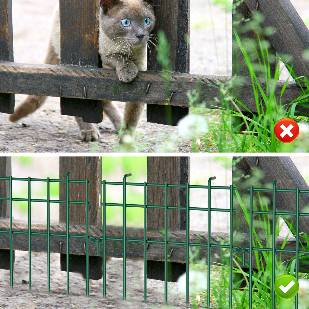 25 Pack Garden Animal Barrier Fence, 17in(H) x 27ft(L) Decorative Garden Ground Stakes Fence, Rustproof Metal Fencing for Yard, Dog Rabbits Wire Section Garde