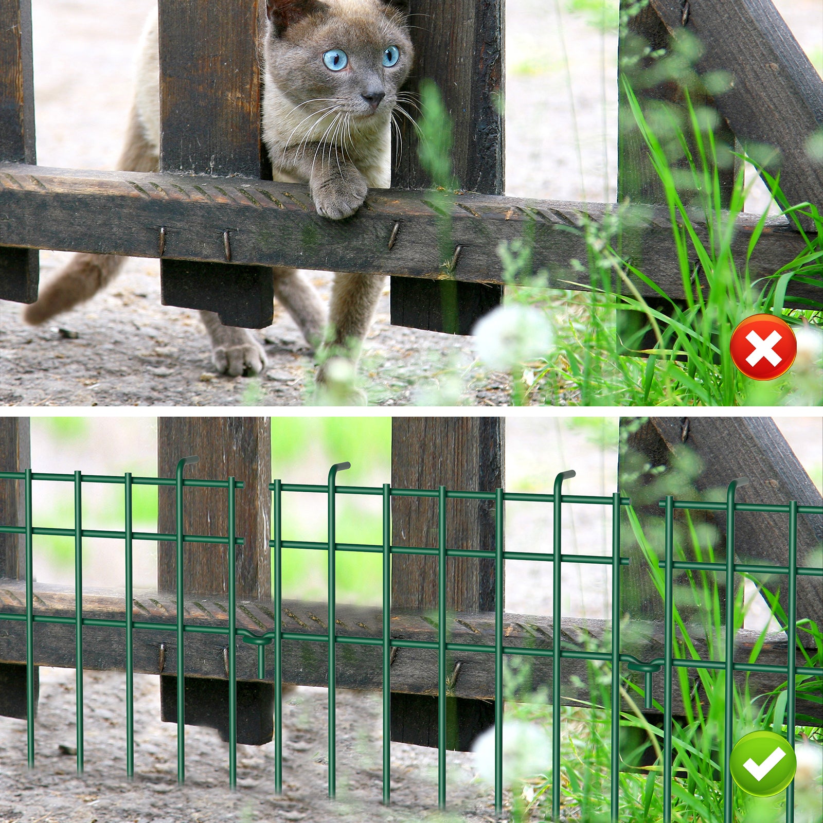 25 Pack Garden Animal Barrier Fence, 17in(H) x 27ft(L) Decorative Garden Ground Stakes Fence, Rustproof Metal Fencing for Yard, Dog Rabbits Wire Section Garde