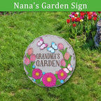 2-Pack Grandma's Garden Stepping Stones - 10inch Decorative Outdoor Pavers - Floral Design Walkway Stones, Heartfelt Gift for Nana