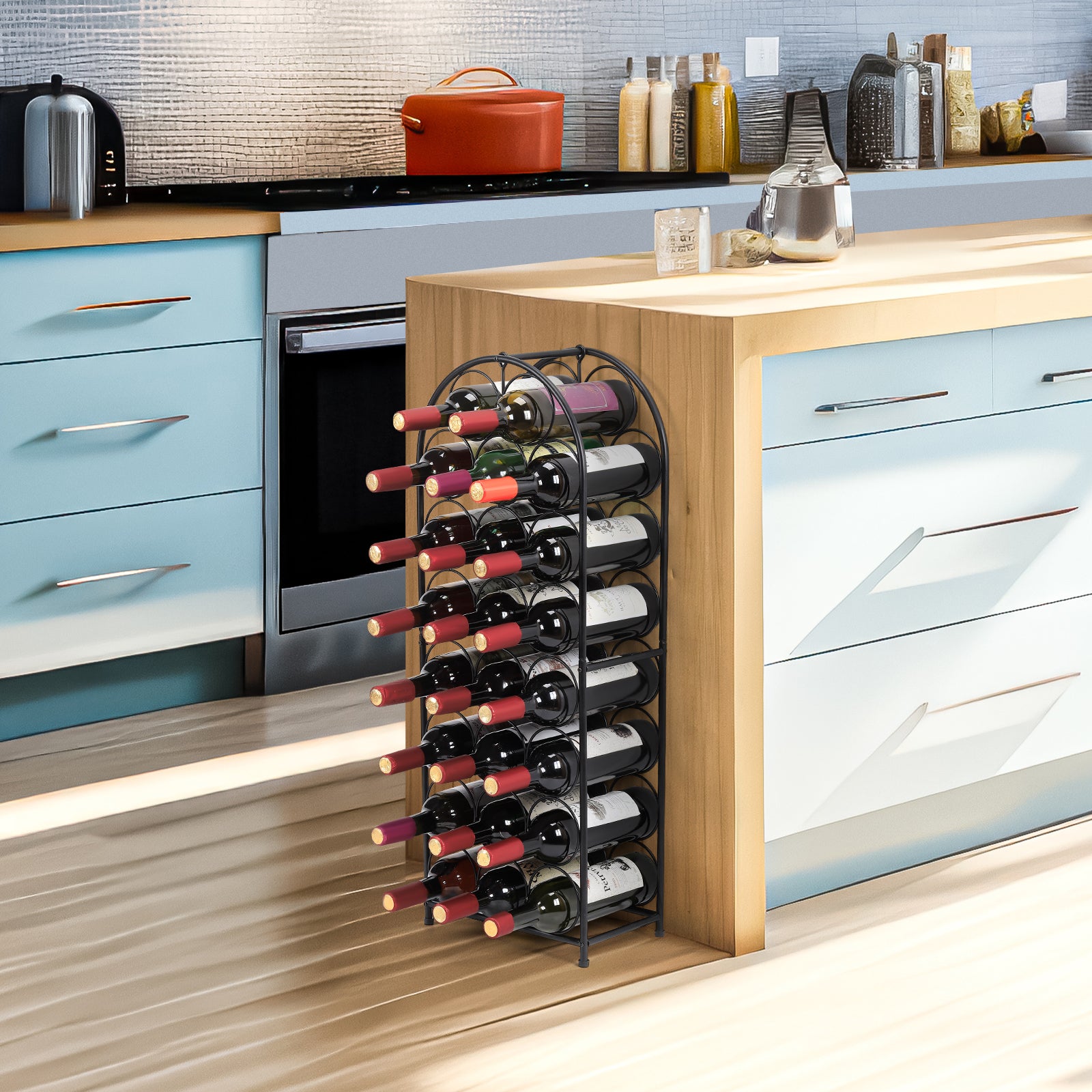 23-Bottle Freestanding Wine Rack - 7-Tier Metal Wine Holder & Display Stand, Black