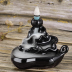 1 Pc Backflow Incense Burner With 10 Incense Cones, Heat-resistant & Easy To Clean, Suitable For Bedrooms, Living Rooms, Yoga Studios, Meditation, Black Home Decor, Tabletop Decorative Aromatherapy, Gift