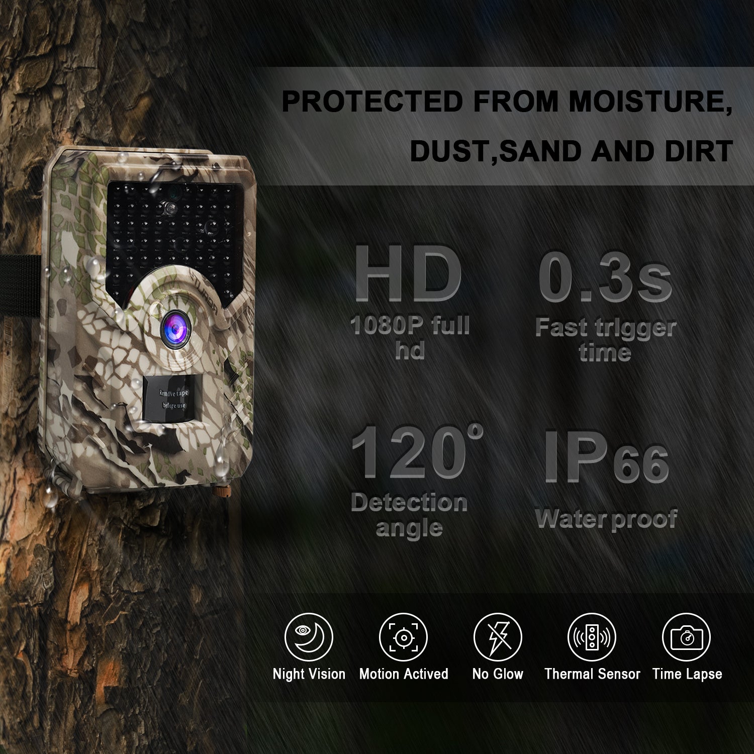 1080P HD Trail Game Camera - 12MP Motion Activated Hunting Camera with 120Â¡Ã£ Wide Angle & Night Vision - IP45 Waterproof for Wildlife