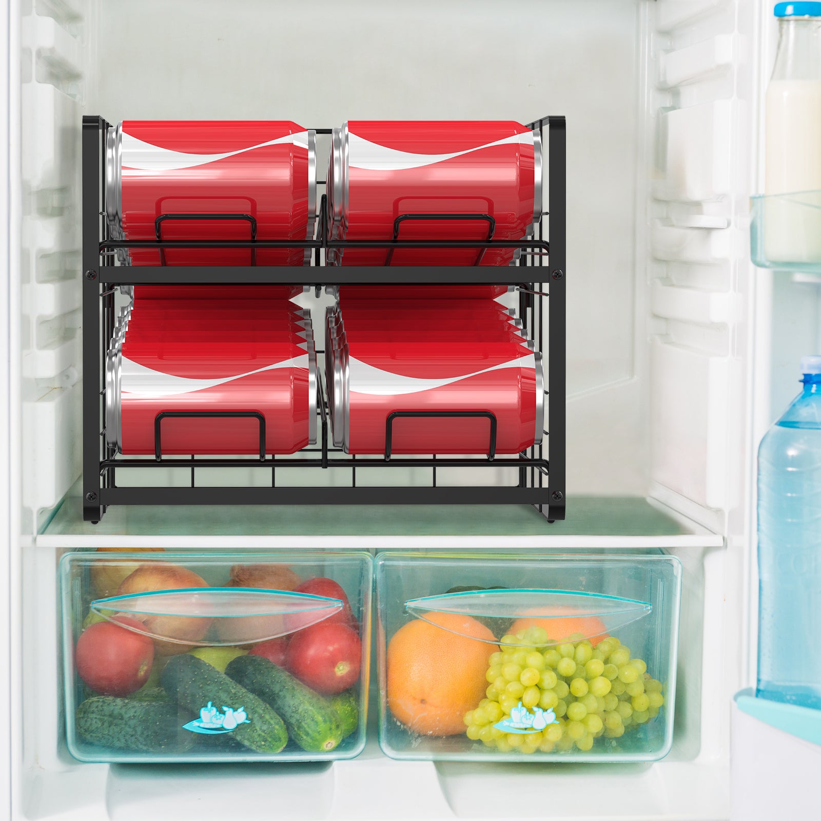 2 Pack Soda Can Organizer Beverage Rack Dispenser Stackable Can Rack Organizer for Pantry Refrigerator Kitchen Cabinets, Dispenser 20 Standard Size 12oz Soda Cans or Canned food
