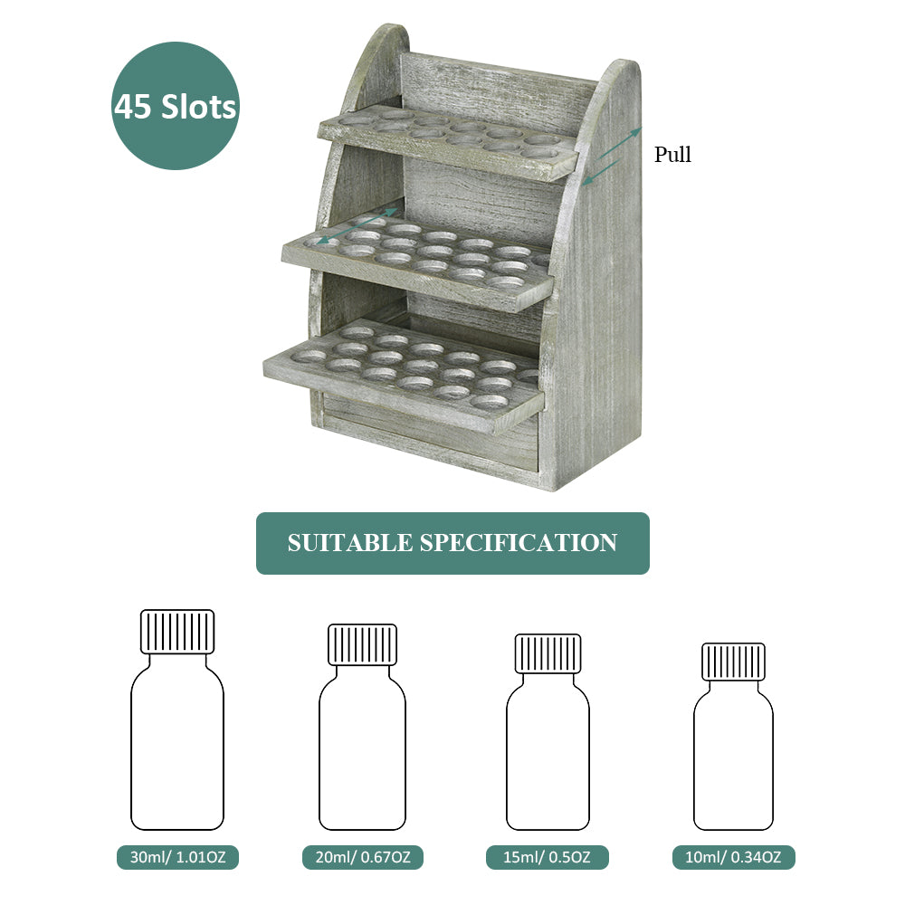 45 Slot Essential Oils Storage Rack Nail Polish Display for 10/15/20/30ml Bottle