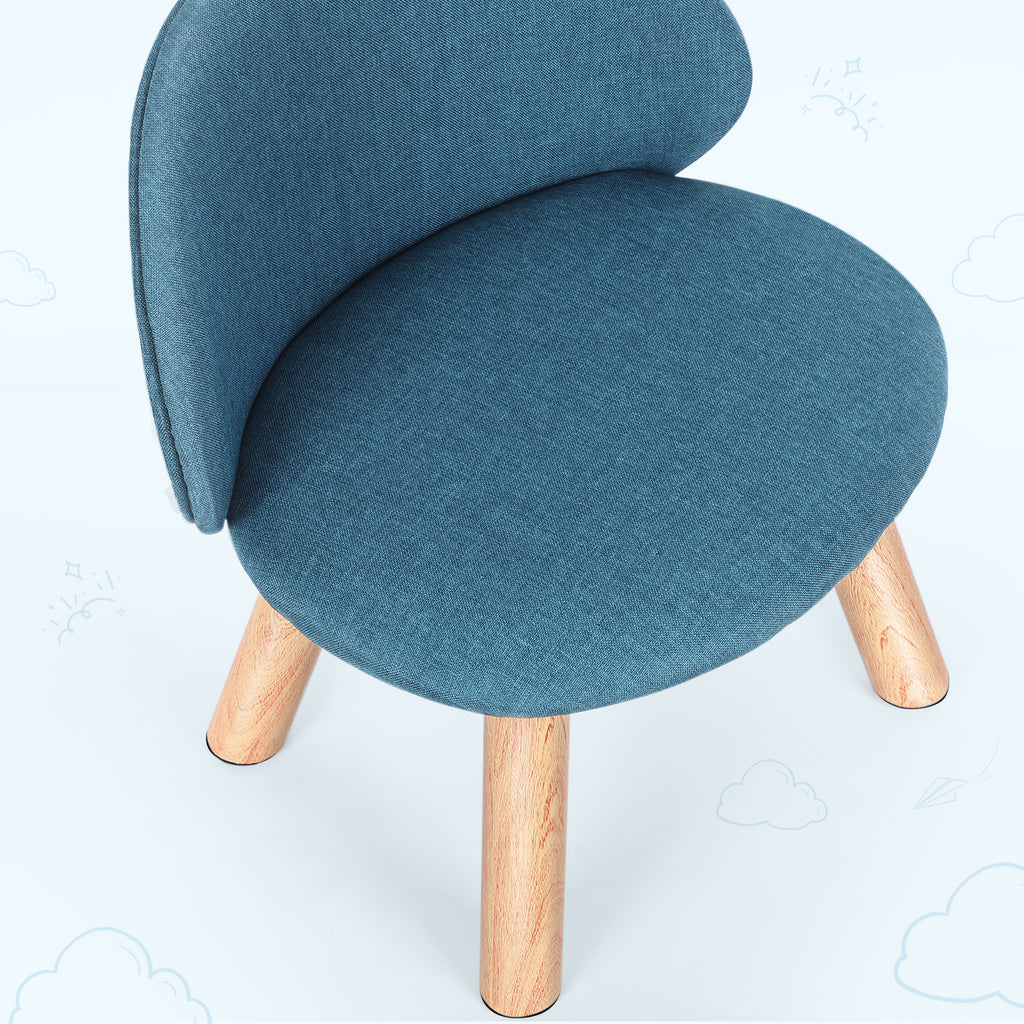 Comfortable Blue Accent Chair with Backrest, Stationary Vanity and Makeup Seating for Home Office, Bedroom, or Dining Area