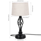 Pair of Classic Bedside Nightstand Lamps with Integrated Dual USB Ports and Fabric Shades for Home and Dorm Use
