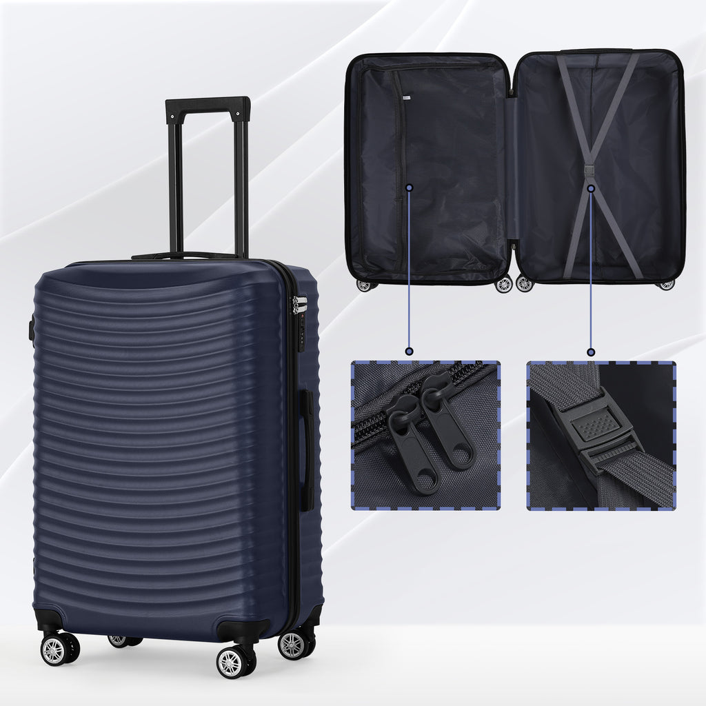 3 pcs Suitcase Set Multi-color Available, Large Capacity Portable ABS Luggage with Spinner Wheels and Combination Lock, Lightweight Luggage Set for Outdoor Travel and Business Trip