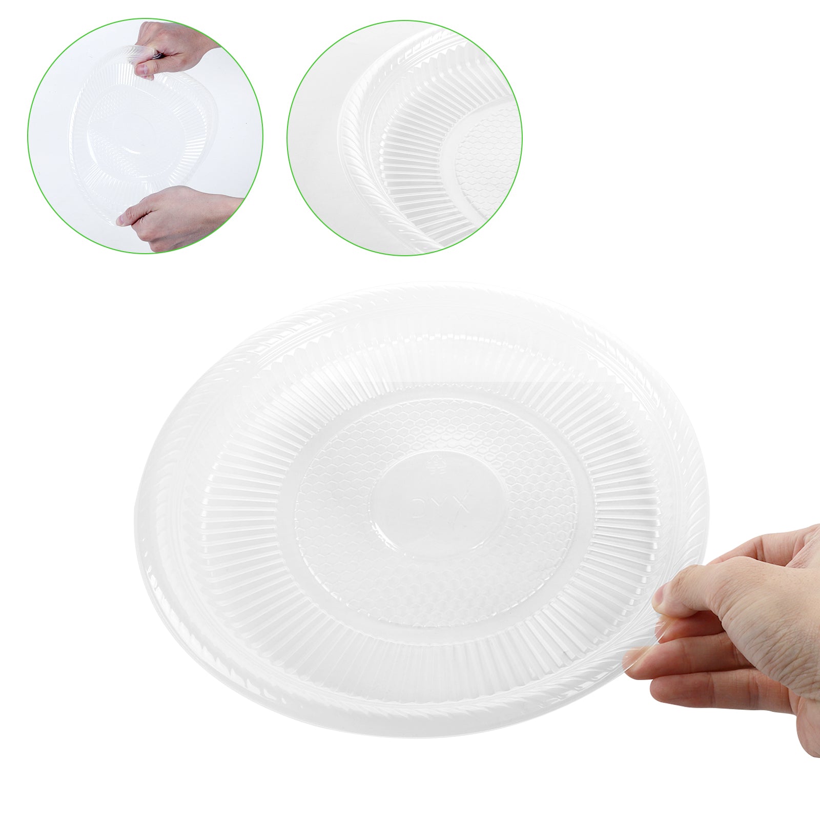 50-Piece White Round Disposable Lunch Plates - Microwave Safe Plastic Serving Trays - Heavy Duty Party Supplies for Events