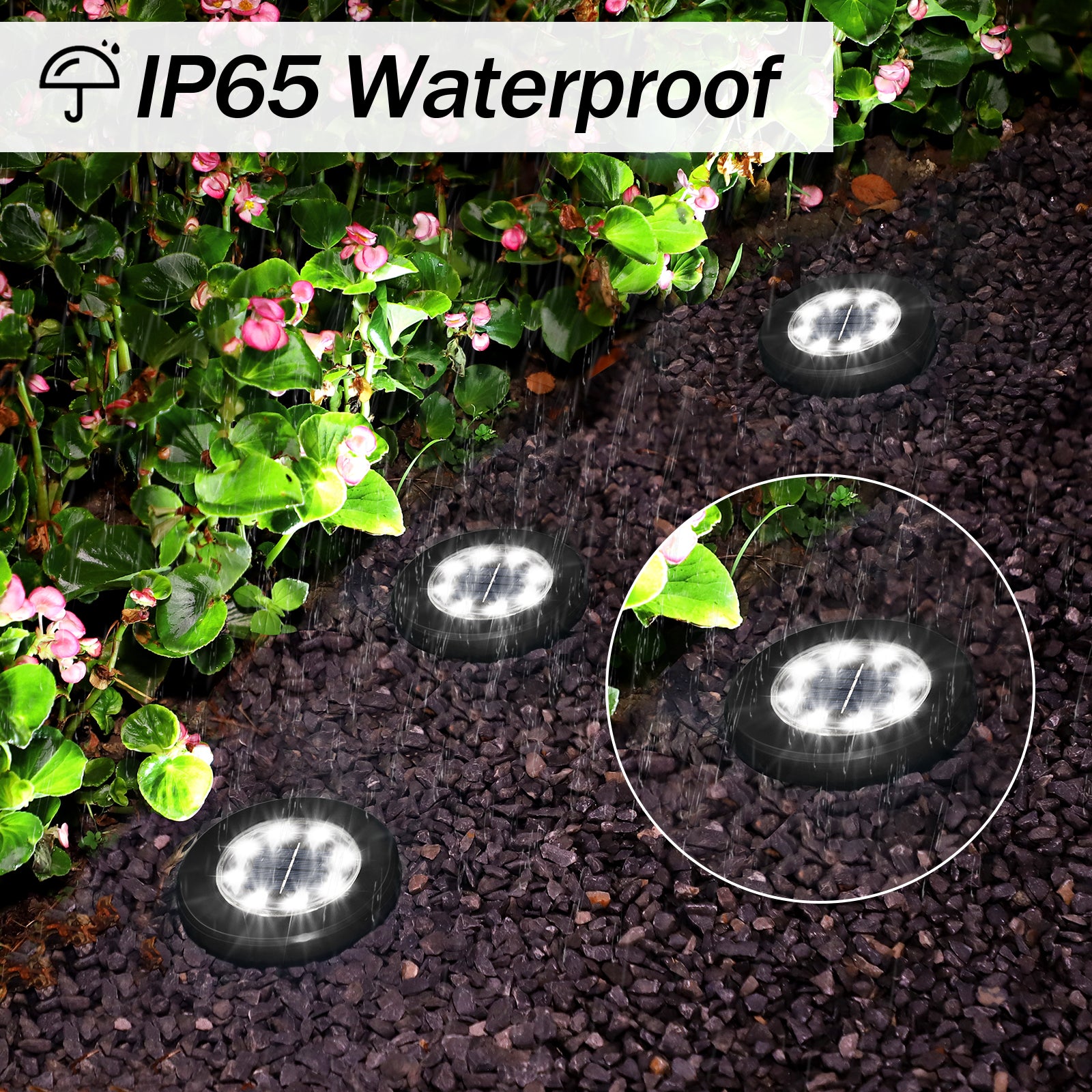 8 Pack Solar Ground Lights, 8 LED Waterproof Solar Disk Lights, IP65 Outdoor Landscape Lighting for Garden, Pathway, Yard & Walkway (Cool White/Warm White)