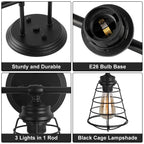 3 Lights Bathroom Vanity Lights, Industrial Black Wall Lights with Metal Lampshade, Farmhouse Vanity Lights for Bathroom, Kitchen, Living Room