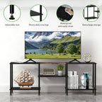 50" Minimalist Entertainment Center | Modern Black TV Stand with Integrated Storage