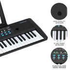 61-Key Portable Electronic Keyboard Piano - Kids Musical Learning Toy with Built-in Speakers & Microphone - Sheet Music Stand Included