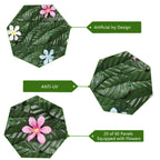 12.6inch x 16.5inch Artificial Ivy Fence-Dark Leaves (24pieces) - Faux Vine Privacy Screen with Flowers for Balcony & Deck