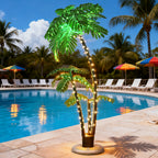 6FT Lighted Palm Tree - LED Artificial Faux Tree Lights for Outdoor Patio & Bar Decor w/ 8 Modes