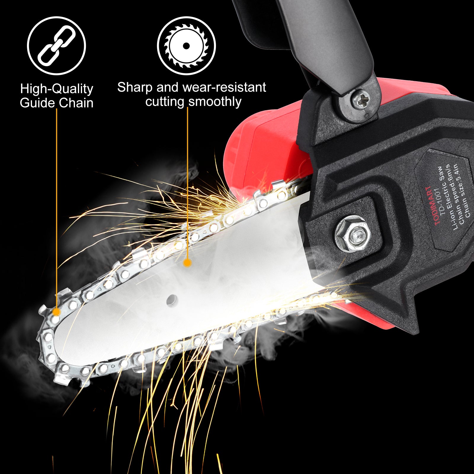 Mini Cordless Chainsaw 4-Inch Handheld - 21V Battery Operated Electric Saw for Tree Pruning & Wood Cutting