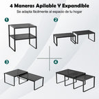 Set of 2 Black Cabinet Shelf Inserts - Expandable & Stackable Kitchen Organizer for Spice Rack
