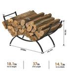 37 Inch Heavy Duty Log Rack for Fireplace Storage, Weather Resistant Metal Wood Stack Holder for Indoor and Outdoor Use