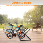 5-Bike Floor Parking Stand - Adjustable Free-Standing Storage Rack for Garage, MTB & Road Bikes
