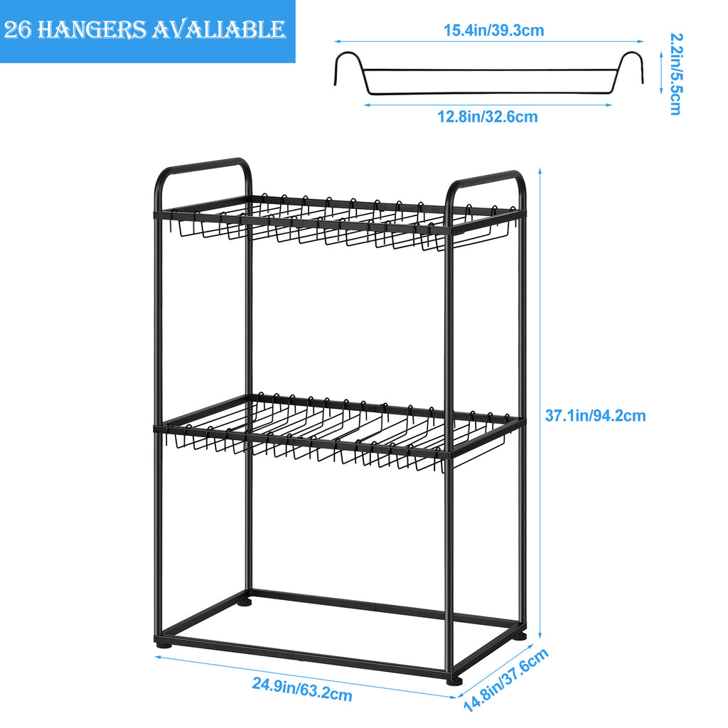 Freestanding Rolling Pants Rack with 26 Removable Hangers