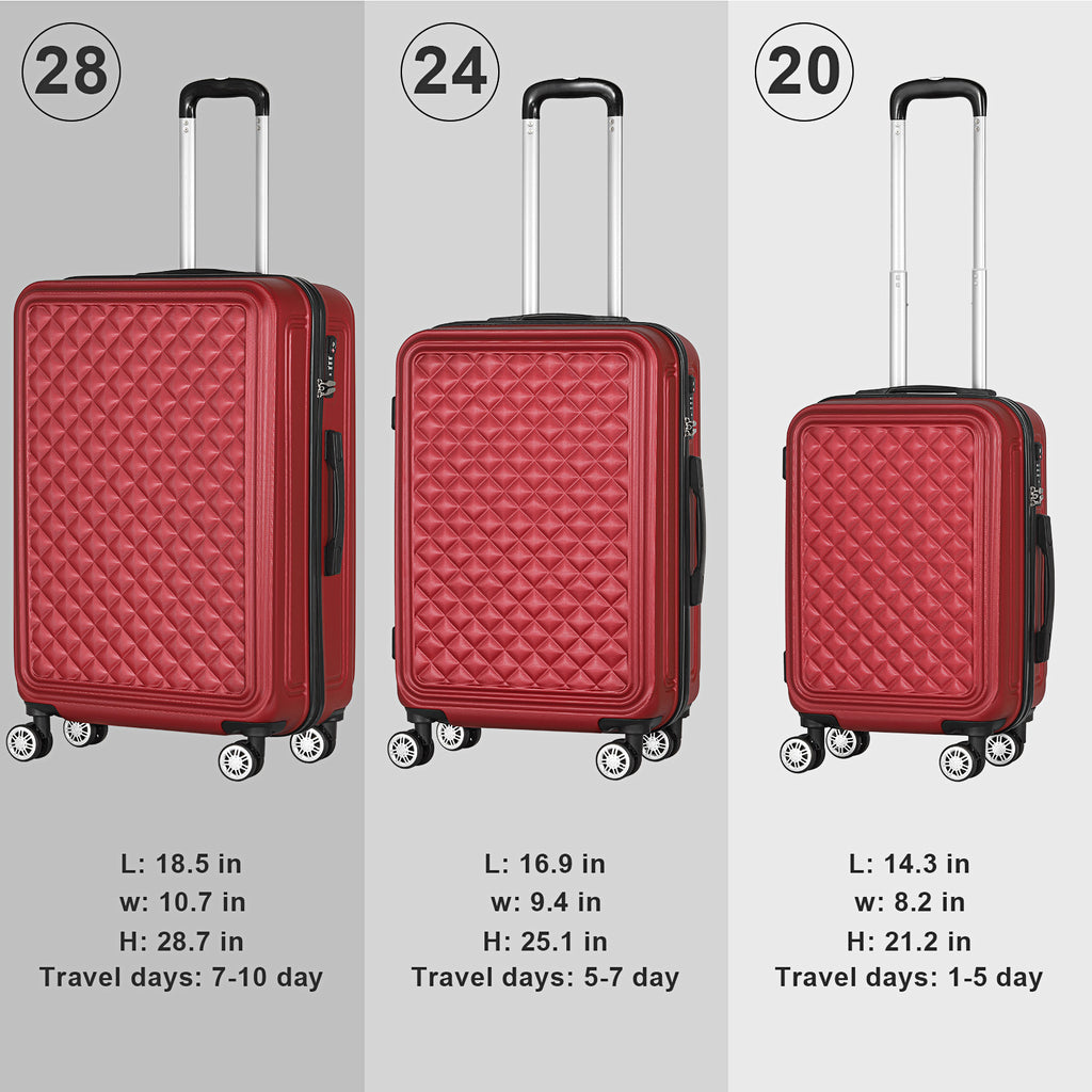 Luggage 3 Piece Set Suitcase Spinner Hardshell Lightweight TSA Lock 20/24/28 inch