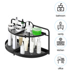 2-Tier Corner Bathroom Counter Organizer - Space-Saving L-Shaped Vanity Shelf for Makeup & Skincare