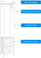 3-in-1 Clothes Rack w/ Drawers - Heavy Duty Garment Rack & Freestanding Closet Organizer, White