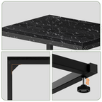 2-Pack C-Shaped Side Tables with Wood Textured Top - Slim Sofa End Tables for Small Spaces, Convenient Snack Tray for Living Room & Bedroom, Black