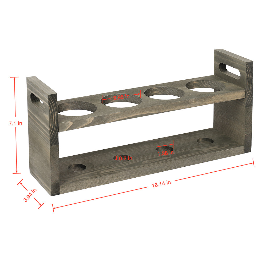 Countertop 4-Bottle Wood Wine Holder, Pre-Assembled Bottle Display Stand for Kitchen Cabinets and Home Bars