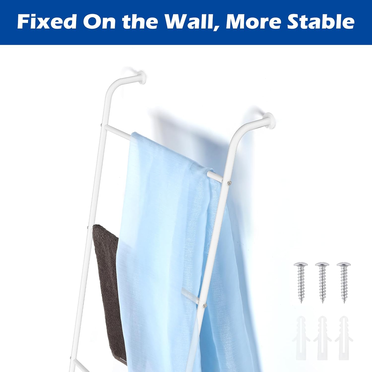 Minimalist Metal Blanket Ladder | Industrial Lean-to Towel & Quilt Rack