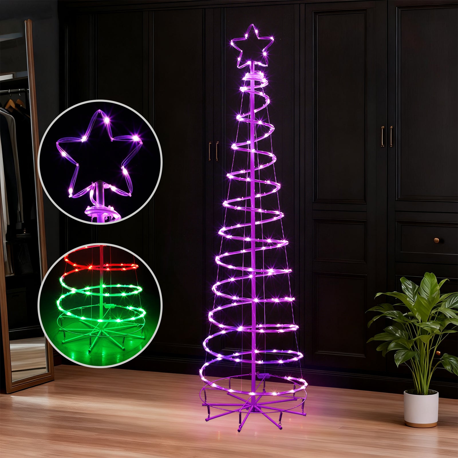 6ft Spiral LED Christmas Tree Outdoor Decorations - 16 Color Changing w/ Remote & Timer