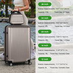 5-Piece Luggage Set, Durable Hardshell, Spinner Wheels, Telescoping Handle, Lightweight Suitcase Combo For Women, 12/14/20/24/28inch Suitcase, Black/Brown/Silver/Rose Gold