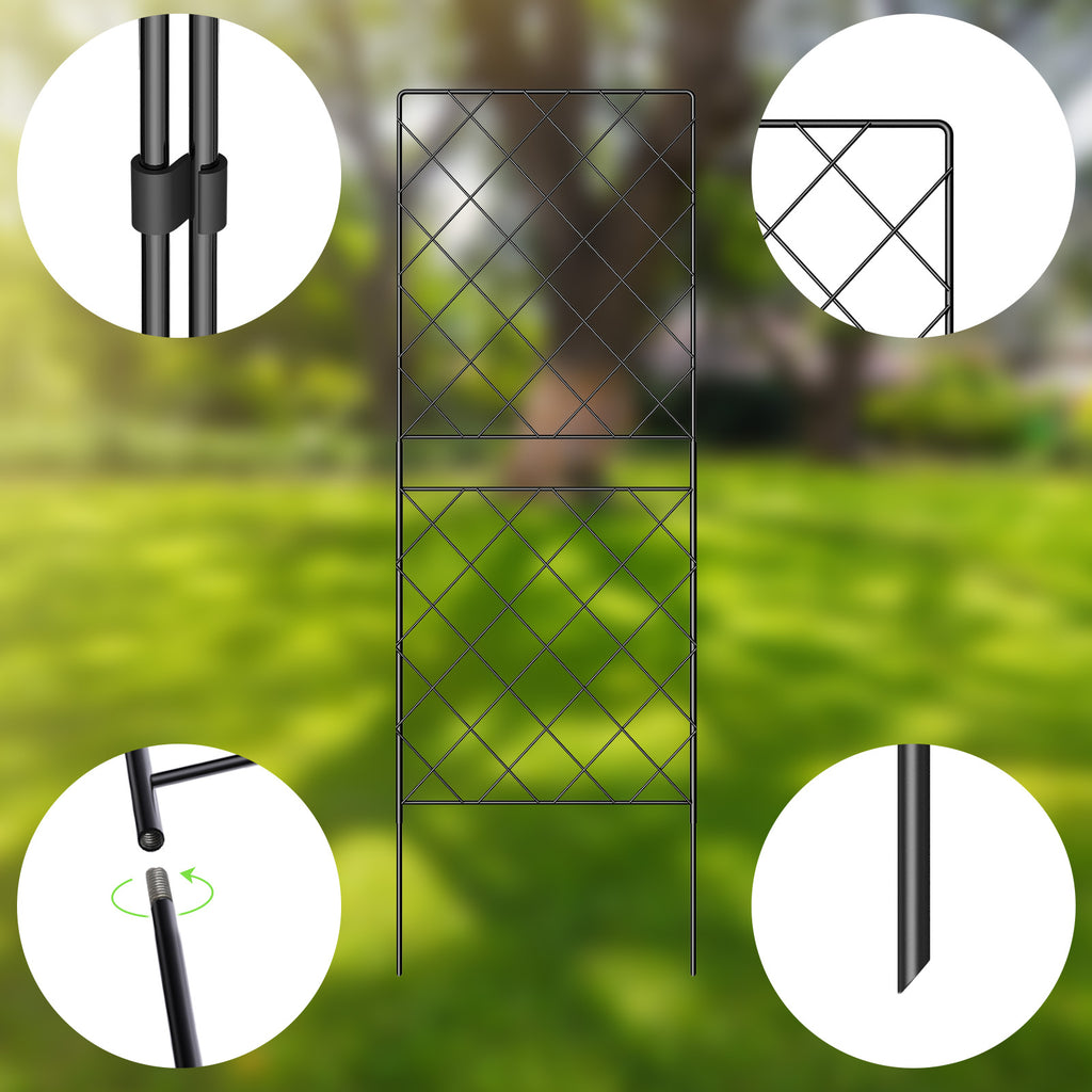 10-Pack Square Decorative Garden Fence - 37.5inch High Rustproof Metal Animal Barrier - Outdoor Garden Edging & Boundary Fencing for Dogs & Rabbits