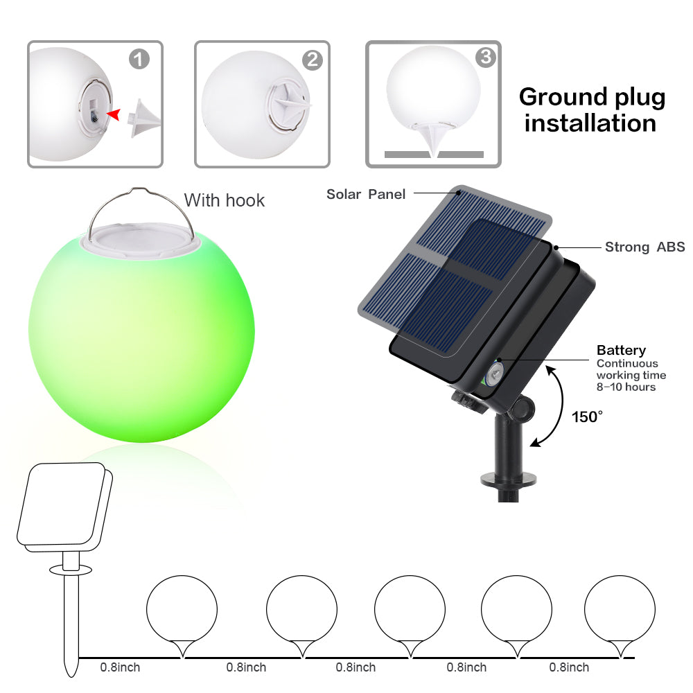 4 sets of outdoor solar street lamps, 7 types of color-changing solar landscape lamps, RGB solar street lamps, automatic on/off from dusk to dawn, low-voltage garden lamps, courtyard and sidewalk decorations