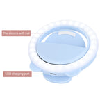 Bear Ear Selfie Ring Light - Portable Clip-on LED Fill Light - USB Rechargeable with 3 Brightness Levels,
