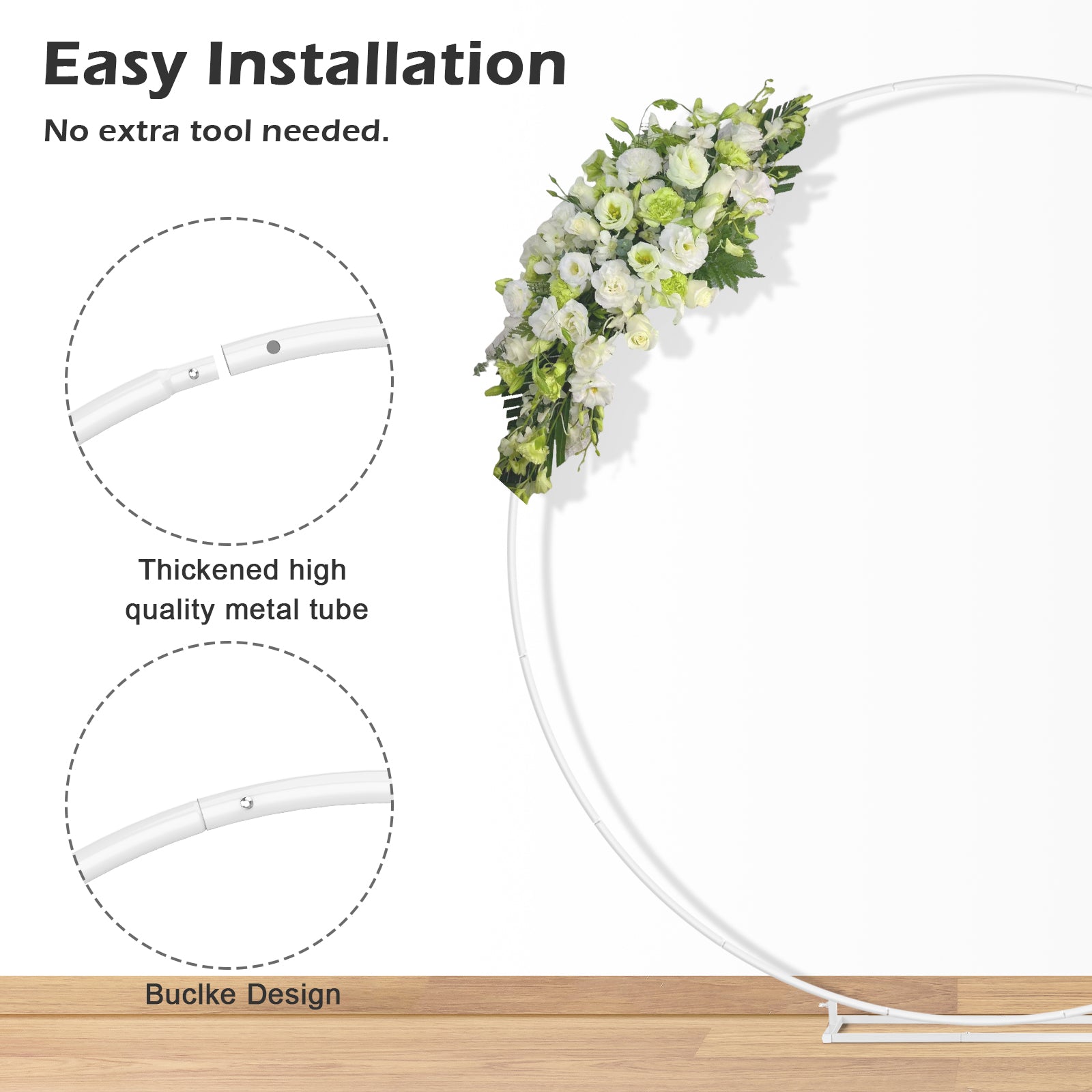 6.6ft Wreath Stand, Photographic Background Stand, Metal Circle Balloon Arch Kit, Suitable for Wedding, Party Background Decoration, Birthday Anniversary, Bridal Decoration, Gold, White