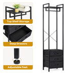 Heavy-Duty Garment Rack with 3 Fabric Drawers - Freestanding Clothes Closet Stand with Top Storage Shelf
