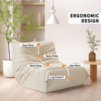 Oversized Bean Bag Chair for Adults, Memory Foam Fireside Chair and Comfy Lazy Floor Sofa for Living Room and Office, Beige,