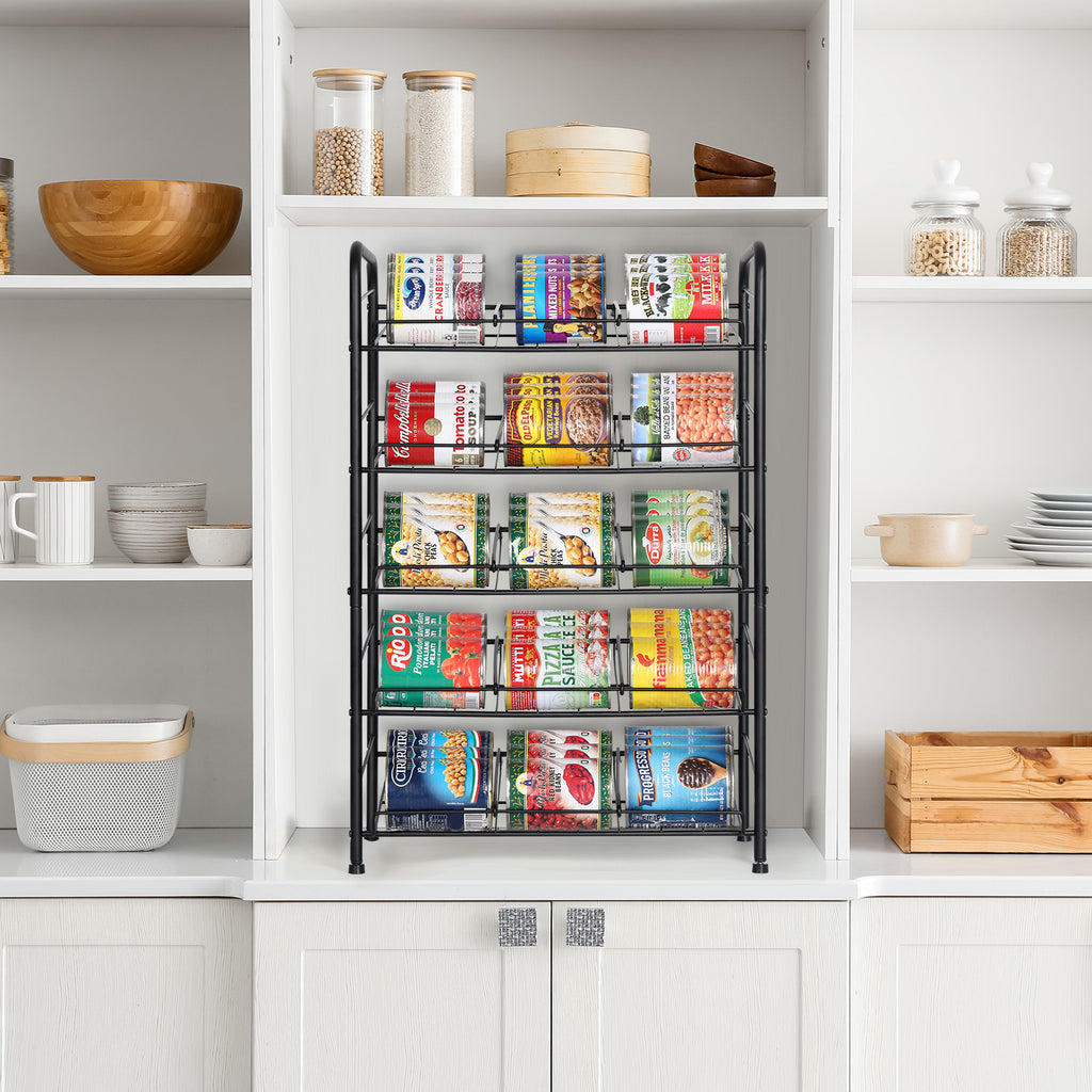 5-Tier Stackable Can Rack Organizer, Metal Pantry Can Storage Dispenser for Kitchen Cabinet
