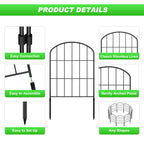10-Pack Arched Garden Fence Panels, 22"H x 10ft L Rustproof Wire Edging with Stabilizing Plastic Stakes