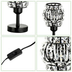Pair of Petite Onyx Crystal Nightstand Lights with Refined Glass Shades and Robust Metallic Foundations for Lounges and Guest Rooms (Bulbs Excluded)
