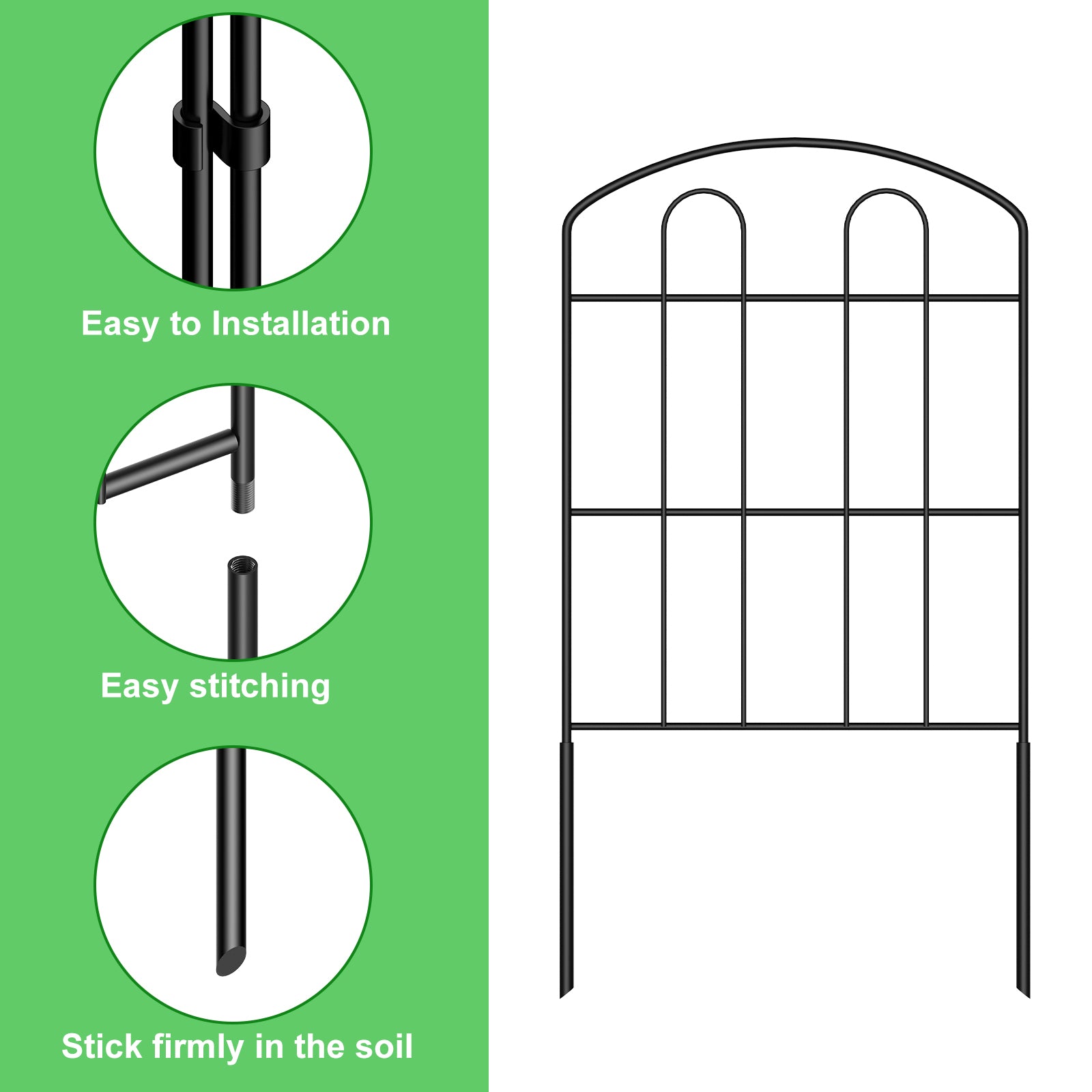 Decorative Garden Fence - Metal Rustproof Wire Border Sections