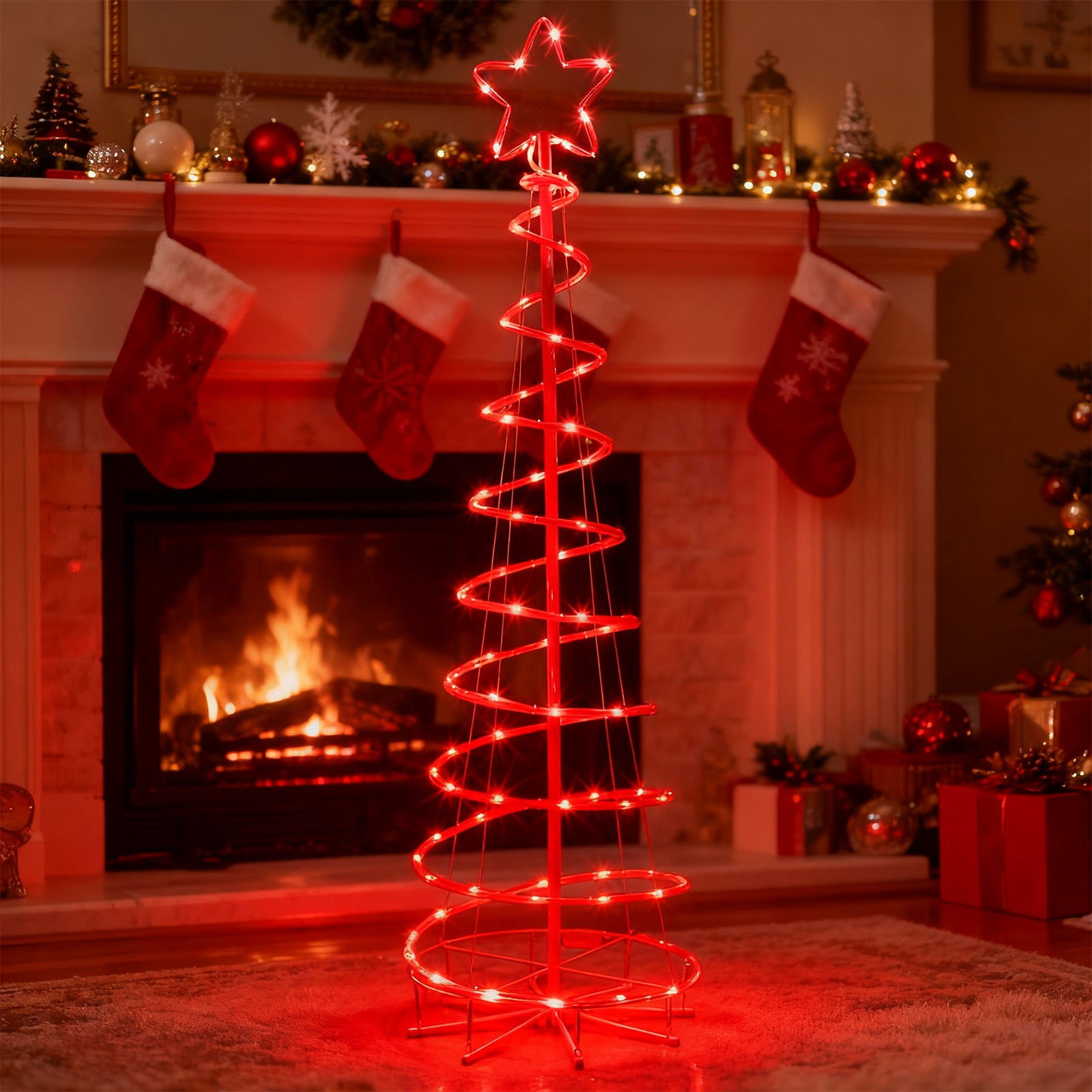 5ft Spiral LED Christmas Tree Outdoor Decorations - 16 Color Changing w/ Remote & Timer