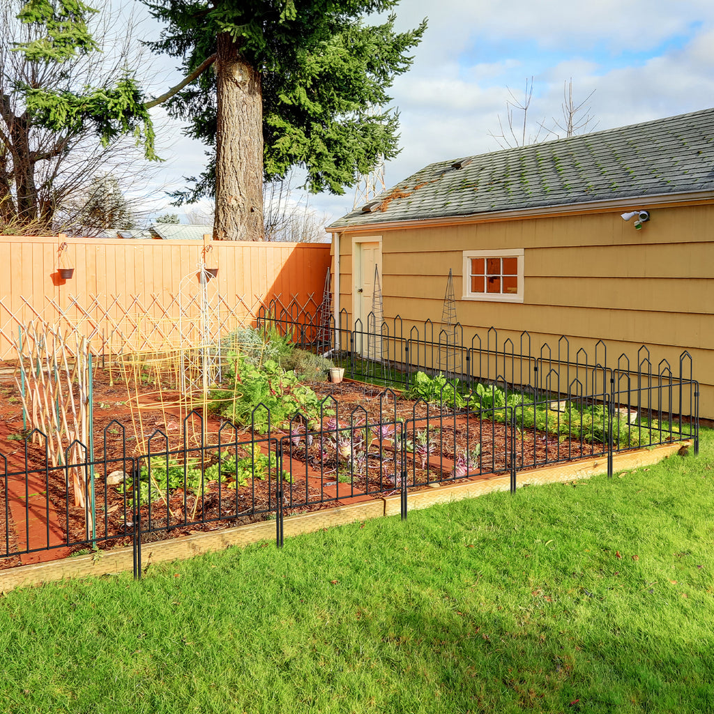 7-Pack Decorative Arched Garden Fence, Black Metal Wire Border Fence for Landscaping & Pets