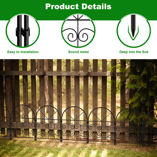 10/30 PCS Decorative Garden Fence, 22in x 10ft/30ft Animal Barrier Fence Rustproof Metal