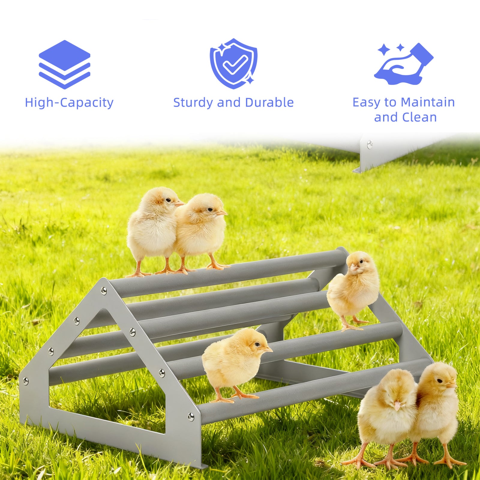 Chick Perch Stand, 2 Pack Large & Small Metal Roosting Bar for Brooder Coop, Chicken Jungle Gym Toy for Baby Chicks & Birds