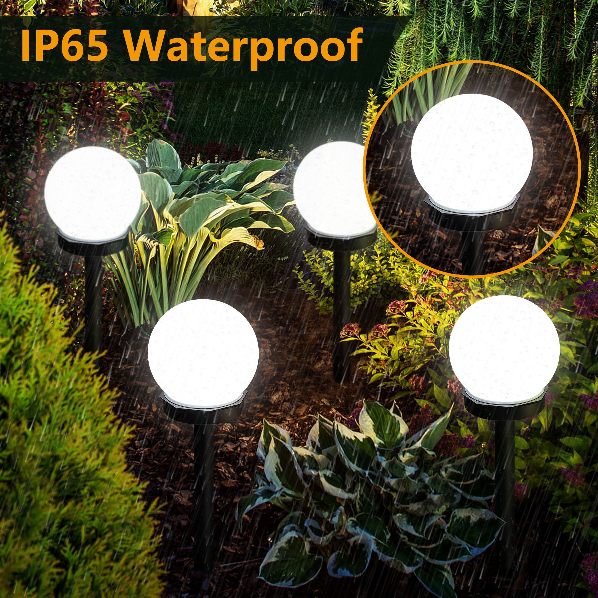 4 Pack Solar Pathway Lights, LED Outdoor Garden Globe Lights, IP65 Waterproof Solar Landscape Lighting for Yard, Patio, Walkway, Lawn, Deck Decor