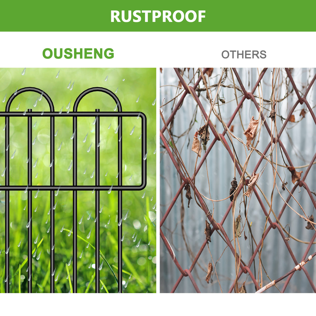 No-Dig Garden Fence Panels 10-Pack, Heavy Duty Metal Yard Fencing, Decorative Flower Bed Border and Dog Barrier for Outdoor Landscaping,